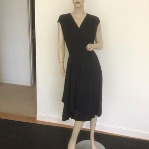 Tory Burch Navy Blue Deep V Neck Asymmetric Wrap Midi Dress 0 Career Office